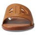  Women’s Flynn Logo Slide Sandal Flat, Pecan Leather, 8.5