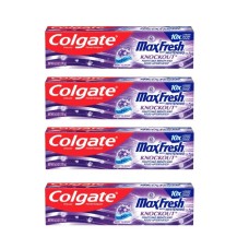 Colgate Max Fresh Knockout Toothpaste, Whitening Toothpaste with Mini Breath Strips, Mint Fusion, 6.3 Oz Tube (4 Pack Bundle)