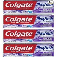 Colgate Max Fresh Toothpaste – KnockOut – With Odor Neutralizing Technology – Net Wt. 6 OZ (170 g) Per Tube – Pack of 4 Tubes