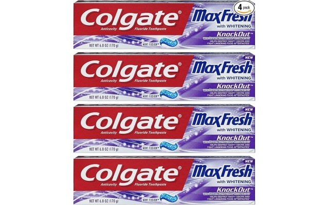  Max Fresh Toothpaste – KnockOut – With Odor Neutralizing Technology – Net Wt. 6 OZ (170 g) Per Tube – Pack of 4 Tubes