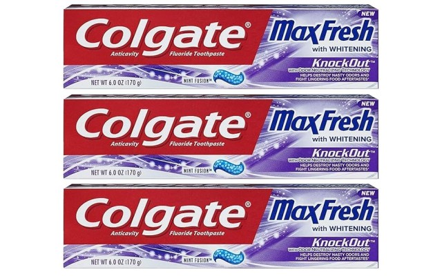  Max Fresh Toothpaste – KnockOut – With Odor Neutralizing Technology – Net Wt. 6 OZ (170 g) Per Tube – Pack of 3 Tubes