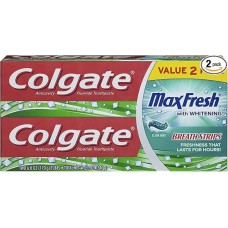 Colgate Max Fresh Whitening Toothpaste with Mini Breath Strips, Clean Mint – 6 ounce (2 Pack)
