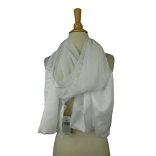Collection 18 Satin Border Wrap Scarf (White, One Size)