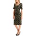  Womens Petite Printed Midi Dress, Green/4P