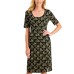  Womens Petite Printed Midi Dress, Green/4P