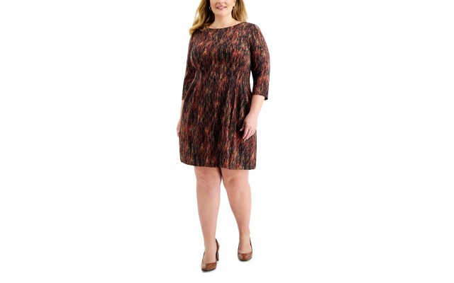  Womens Plus Size Printed Sheath Dress, Rustcopper/20W