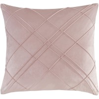 CosmoLiving Euro Sham Pleated Velvet Geometric Decorative Pillow, Pink, 26 x 26