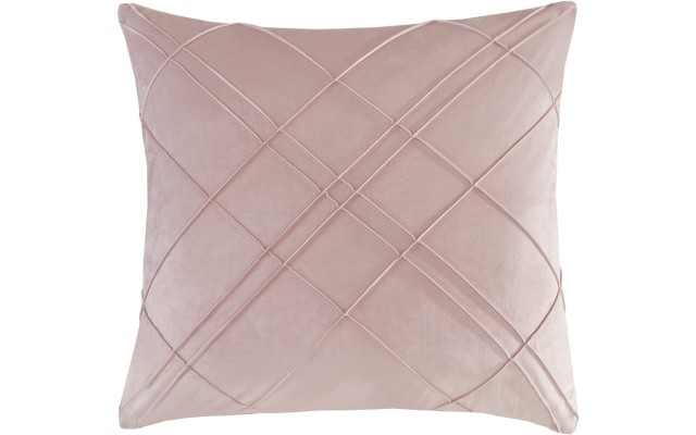  Euro Sham Pleated Velvet Geometric Decorative Pillow, Pink, 26 x 26