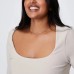  Curve Quinn Square Neck Long Sleeve Top, Taupe, 20