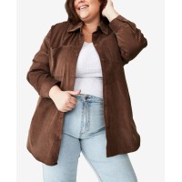 Cotton On Womans Trendy Plus Size Jacket (Brown, 16WX18W)