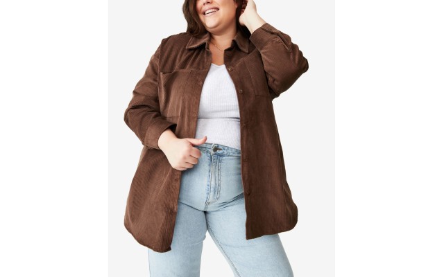  Womans Trendy Plus Size Jacket (Brown, 16WX18W)