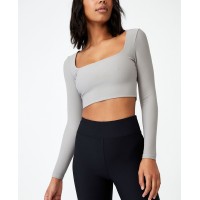 Cotton On Women’s Curve Quinn Square Neck Long Sleeve Top, Zodiac Grey, 14