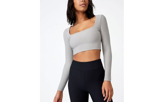  Women’s Quinn Square Neck Long Sleeve Top, Zodiac Grey, 16
