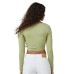  Women’s Sculpted Scoop Neck Long Sleeve Top, Green, Medium