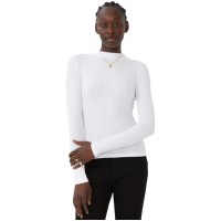 Cotton On Women’s Staple Rib Mock Neck Long Sleeve Top, White, Large