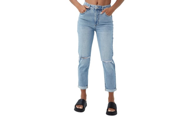  Women’s Stretch Mom Denim Jeans, Byron Blue Rip, 8