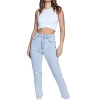 Cotton On Women’s Stretch Mom Jeans, Henley Blue Rip, 2