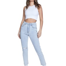 Cotton On Women’s Stretch Mom Jeans, Henley Blue Rip, 2