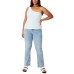  Womens Trendy Plus Size Zinny One Shoulder Tops, Daisy Blue, 18