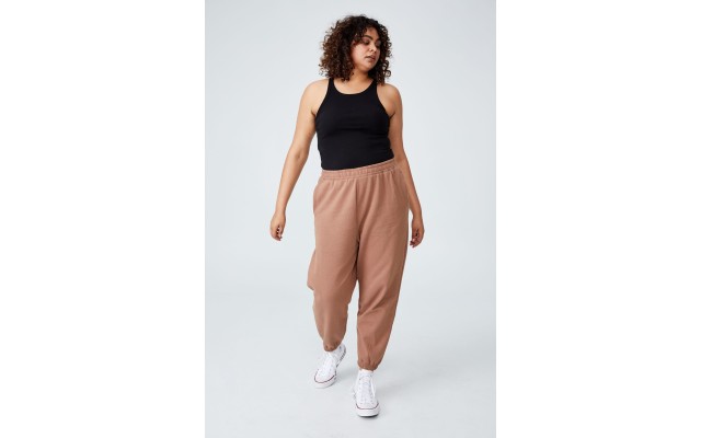  Women’s Trendy Plus High Rise Sweatpants, Brown/14W