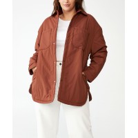 Cotton On,Trendy Plus Size Puffer Shacket Jacket, Brown, 12-14