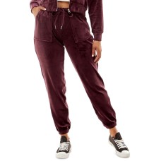 Crave Fame Juniors’ Utility-Pocket Velour Jogger Pants, Purple/M