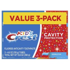 Crest Kid’s Cavity Protection Toothpaste (children and toddlers 2+), Sparkle Fun, 4.6 Oz (Pack of 3)