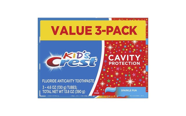  Kid’s Cavity Protection Toothpaste (children and toddlers 2+), Sparkle Fun, 4.6 Oz (Pack of 3)
