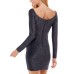  Juniors’ Ruched Glitter Dress, Black/Silver, 7