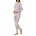  Women’s Brushed Sweater-Knit Long-Sleeve Pajama Set, Gray, Large