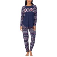 Cuddl Duds Women’s Brushed Sweater-Knit Long-Sleeve Pajama Set – Navy, X-Large