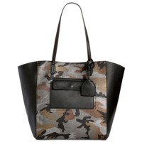 Danielle Nicole Womens Carson Camouflage Metallic Tote Handbag, Black