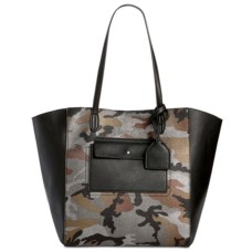 Danielle Nicole Womens Carson Camouflage Metallic Tote Handbag, Black