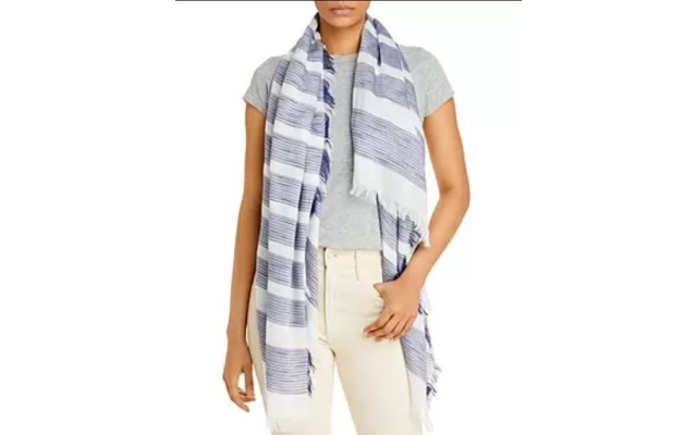 D’Aniello Women's Ischia Striped Scarf, Navy