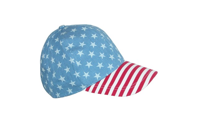 David & Young Women’s Cotton American Flag Stars and Stripes Baseball Cap, Blue