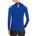  Women’s Embellished Collar Cold-Shoulder Blouse Top, Blue, Large