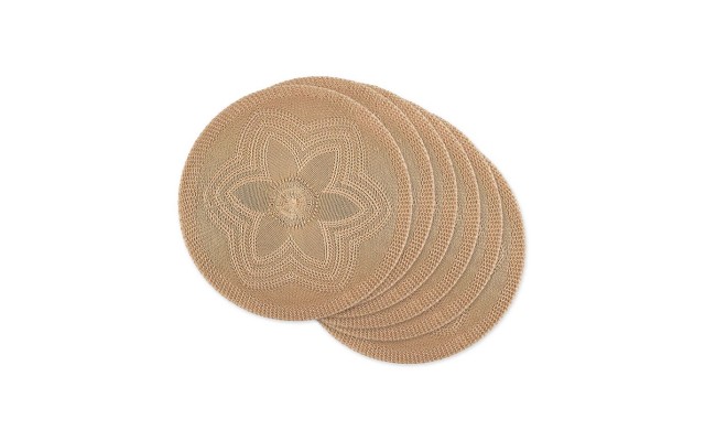 Design Import Floral Woven Round Placemat, Set of 6