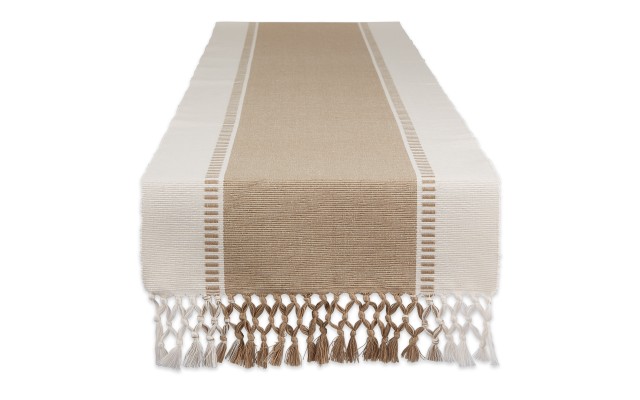  Dobby Stripe Table Runner, 13″ x 108″, Beige