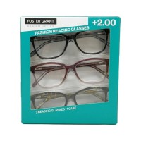 Design Optics By Foster Grant Kiersey Plastic Reading Glasses +2.00 3 Count