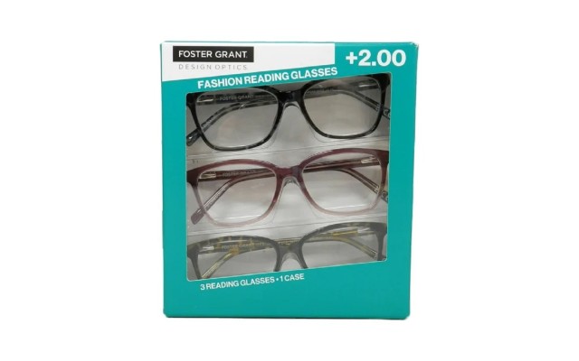  By Foster Grant Kiersey Plastic Reading Glasses +2.00 3 Count