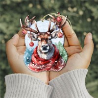 Designocracy 8611034 5 x 5.5 x 0.25 in. Christmas Mood Wooden Christmas Decor Ornament