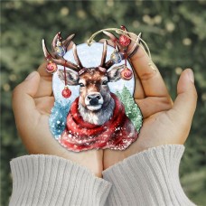 Designocracy 8611034 5 x 5.5 x 0.25 in. Christmas Mood Wooden Christmas Decor Ornament
