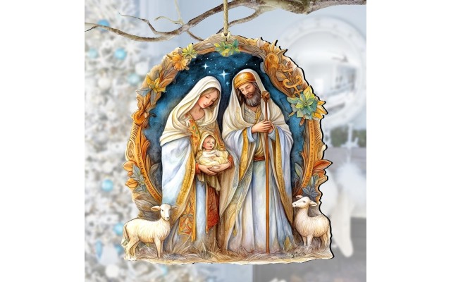  8611074 5 x 5.5 x 0.25 in. Nostalgic Nativity Scene Wooden Nativity Holiday Decor Ornaments