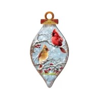 Designocracy by Dona Gelsinger Winter Cardinals Ornament and Cone Ornament