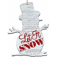 Designocracy Happy Snowman Wooden Decor