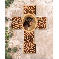 Designocracy Jesus Inspirational Wooden Modern Cross, Gold, 9×12