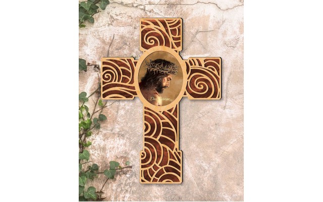  Jesus Inspirational Wooden Modern Cross, Gold, 9×12