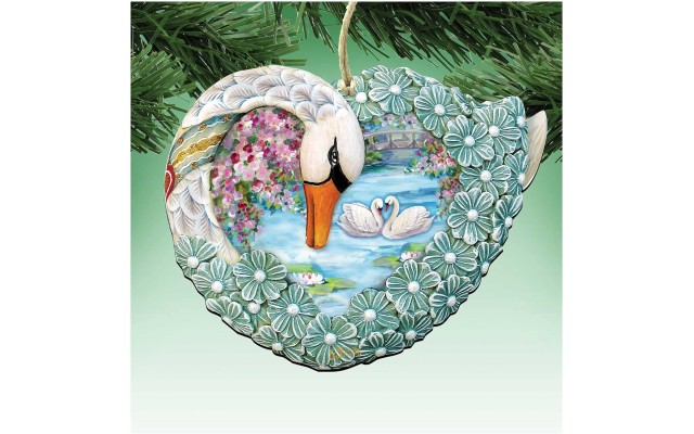  Love Swan Wooden Ornament Set of 2