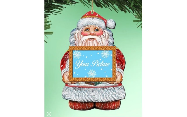Designocracy Santa Picture Frame Ornament Set of 2