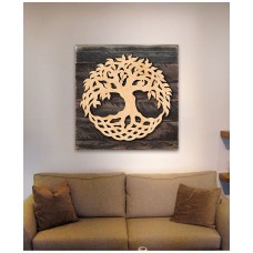 Designocracy Tree of Life Wood Block Celt, Gold, 18”